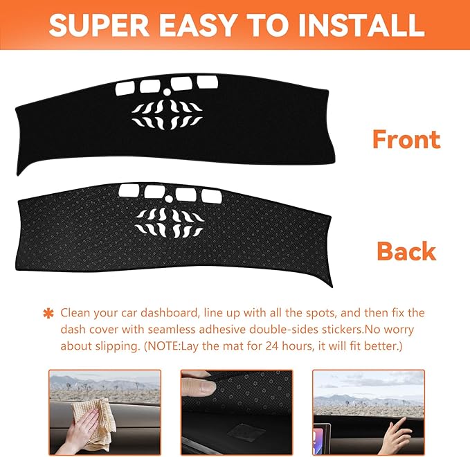 Dash Mat Custom Fit 2025 2026 Hyundai Tucson (Not for HUD), Premium Carbon Fiber Non-Slip Dashboard Protector & Sunshield, UV-Blocking, Anti-Glare, Fade-Resistant (Black)