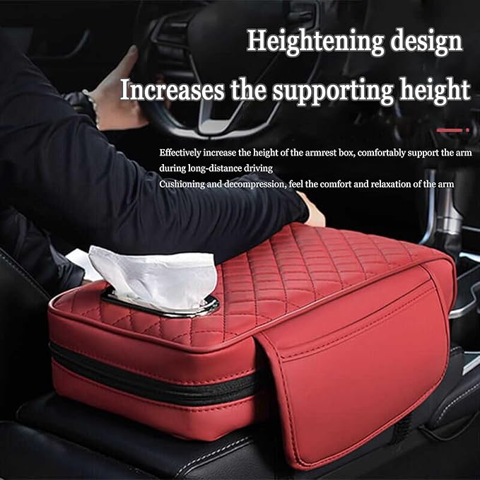 Car Center Console Cover for Lexus is Sedan is 200t /is 250 /IS300 /is 300H /IS300 AWD/is 350 Sport, Leather Car Arm Rest Cover, Car Armrest Cushion with 2 Storage Bags Car Center Console Armrest Pad