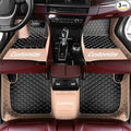 Custom Fit Car Floor Mats - Full Coverage Automotive Leather Floor Liners for Most Vehicles by MingyunSM (Black & Beige)