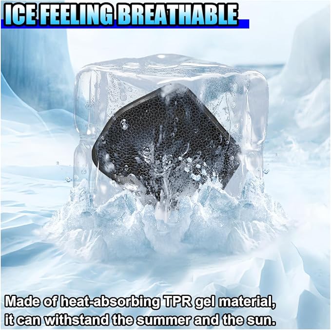 Gel Car Seat Cushion, Cooling Breathable Car Driving Seat Protector Cover, Comfortable Anti-Slip Chair Cushion Pad, Universal Automotive Interior Accessories for Sedan & Office (Black)