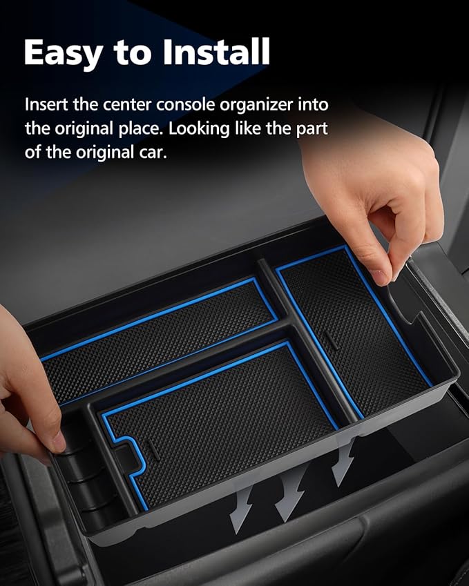 FIILINES Center Console Organizer for Lexus RX 350 350h 500h 2023-2025 2026 Accessories, Center Console Tray Secondary Armrest Storage Box ABS Insert Container with Anti-Slip Mats