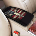 American Flag with A Deer Skull Car Auto Armrest Cushion Cover Accessories Center Console Seat Box Pad Protector Universal Decoration for Most Vehicle SUV Truck