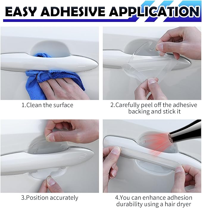 8PCS Car Door Handle Protector,Transparent Car Door Handle Scratch Protector for Protection & Decoration,Universal Cars Handles Protectors Cars Accessories for Most Vehicles