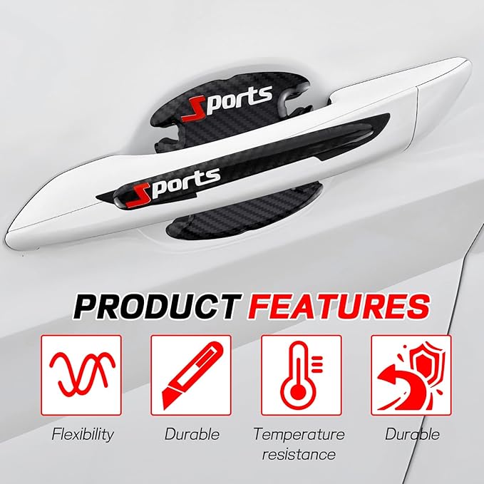 Hovom 8PCS Car Door Handle Protector, Sports Car Door Handle Bowl Sticker, Anti-Scratch Auto Doors Handles Paint Guard Cover, Vehicle Doors Handles Cup Stickers Scratch Protector (Carbon Fiber Black)