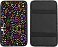 Car Armrest Cover Auto Center Console Pad Arm Rest Cushion Soft Car Accessories Universal for Most Vehicle (Musical Notes Pattern Design)