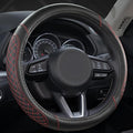 West Llama Microfiber Leather Car Steering Wheel Cover Universal Fit 15-15.5 inch SUV,Sedan,Car,Trucks(Black+Red Line-M-Large Size)