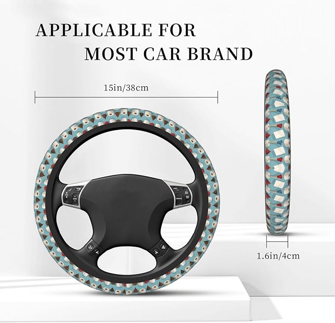 Neoprene Steering Wheel Cover Bathroom Cute Toilet Paper Poo Car Steering Wheel Cover Universal Fit for Most Cars