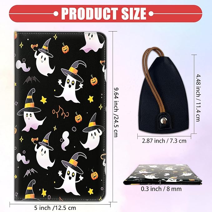 Car Registration Holder, Waterproof PU Leather Vehicle Card Document Glove Box Organizer, Women Interior Auto Accessories Case for Cards, Driver License Car Insurance Holder, Halloween Spooky Pumpkin