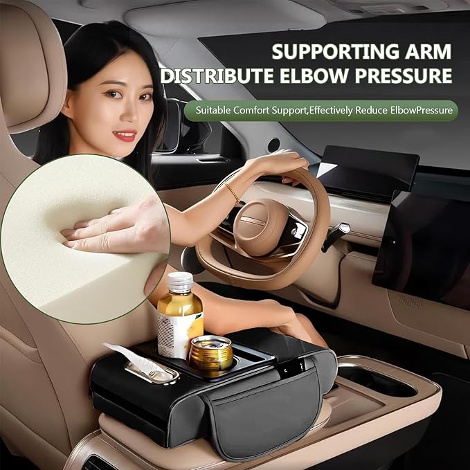 Multifunctional Car Armrest Cushion,5-in-1 Car Center Console Cover,Arm Rest Cover for Car,Car Armrest Storage Box, Car Accessories Center Console Organizers for Most Cars (Style A)