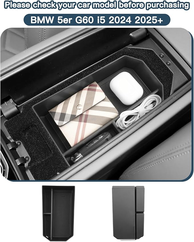 Ruiya 530i/530i xDrive/540i xDrive/550e xDrive/i5 Center Console Organizer for 2026 BMW 5 Sedans Accessories Armrest Console Organizer Compatible with 2024 2025 2026 BMW 5-Series G60