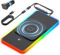 Wireless Car Charger Pad, REESTECQI 15W RGB Wireless Charger for Car Type C Non Slip Charging Pad for Car Compatible with Airpods iPhone16/15/14/13/12, Samsung Google (30CM+ 70CM Extension)