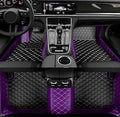 Custom Leather Car Mats, Vehicle-Specific Fit All-Weather Floor Mats, 100% Waterproof Anti-Slip Durable Protection for SUV Truck Sedan, Precision Tailored Protection (Purple and Black)