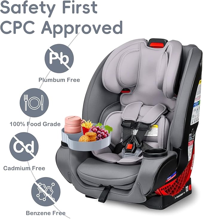 Kids Car Seat Tray, Travel Tray with Cup Holder for Toddler Baby, Kids Car Seat Food Snack Organizer for Road Trip, Stroller snack Organizer Travel Must Haves Toddler Must Haves (Light Grey, 1 PCS)