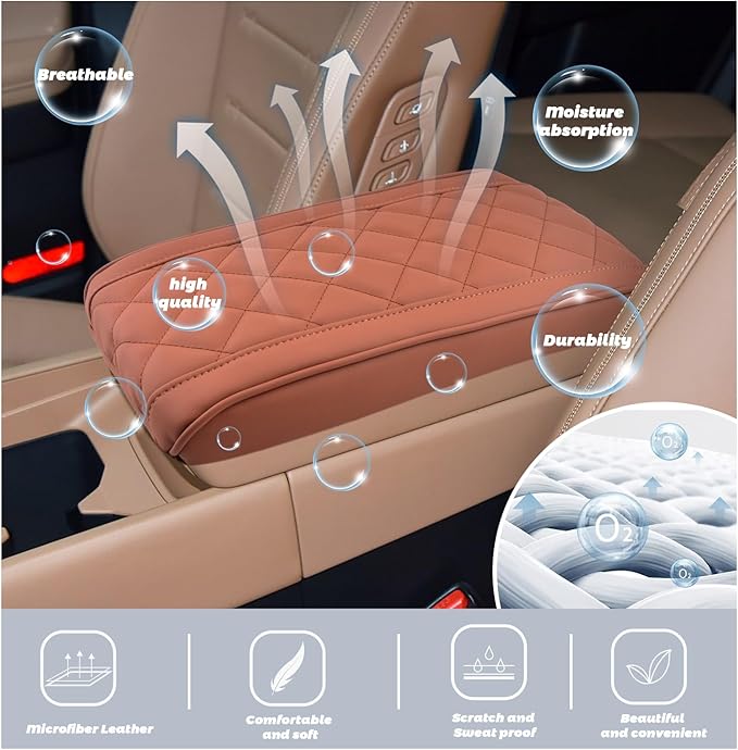 SHAOHAO for 2025 2026 Hyundai Santa Fe Center Console Cover for 2024 2025 2026 Hyundai Santa Fe MX5 Accessories (SE/SEL/XRT/Limited/Calligraphy) Armrest Cover Soft Pad Middle Console Lid Protector