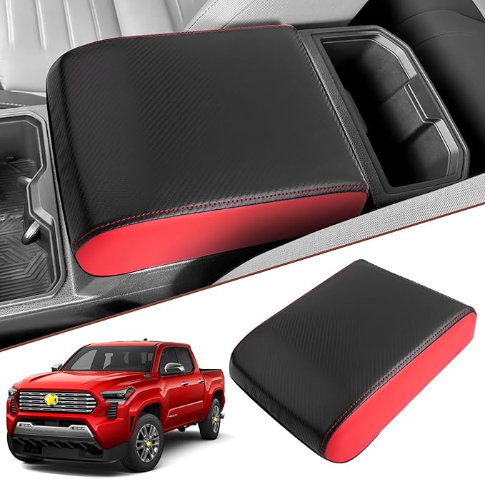 SKTU for 2024 2025 2026 Toyota Tacoma Center Console Cover 2024 2025 2026 Tacoma Armrest Cover 2024 2025 2026 Tacoma Center Console Pad Toyota Tacoma 2024 2025 2026 Accessories Console Cushion (Red)