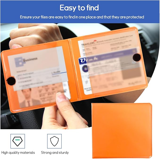 2 PCS Car Registration and Insurance Holder, 10.6''×4.8'' Essential Auto Card Glove Box Organizer with Closure, Vehicle Interior Accessories Perfect for Documents, Cards