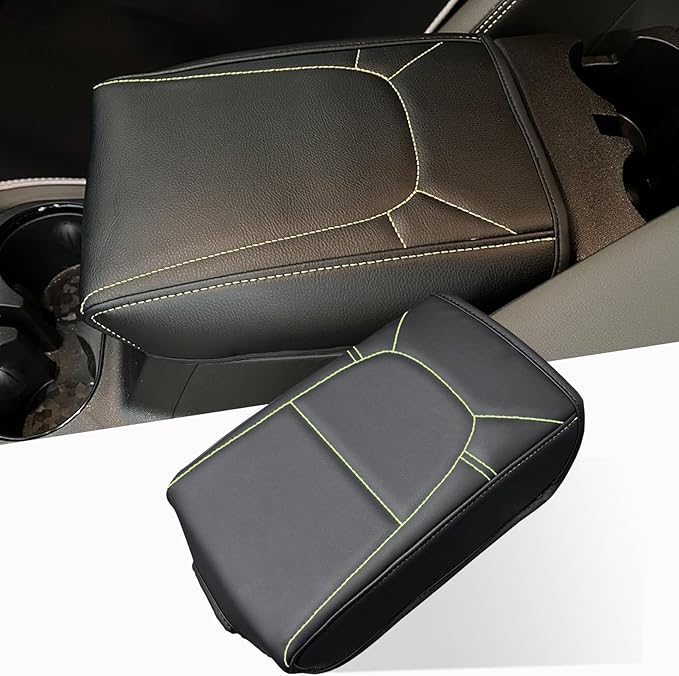 Center Console Cover for Chevy Colorado/GMC Canyon - Soft Armrest Cover for Colorado Canyon 2023 2024 2025 2026 ZR2 Z71 Trail Boss LT WT Elevation AT4 Denali AT4X Accessories - Yellow Stitch