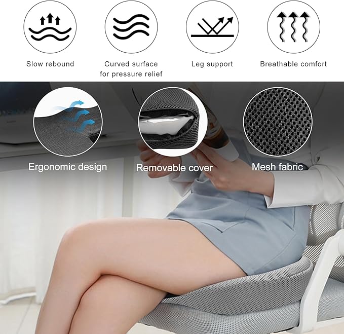 Car Seat Cushion, Memory Foam Cushion for Tailbone Pain & Sciatica Relief, Ergonomic Seat Cushion Comfortable Chair Relief Pillow for Car Office Wheelchair, car Accessories (Gray, Mesh)