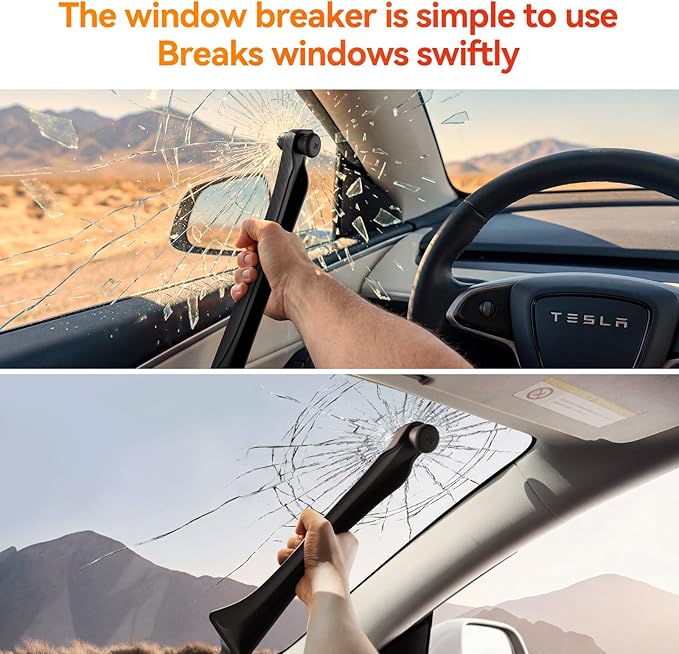 YONZEE 2-in-1 Car Seat Gap Filler with Emergency Window Breaker, Premium Silicone Seat Gap Organizer, Prevents Items from Falling, Universal Fit for All Cars, 2 Pack