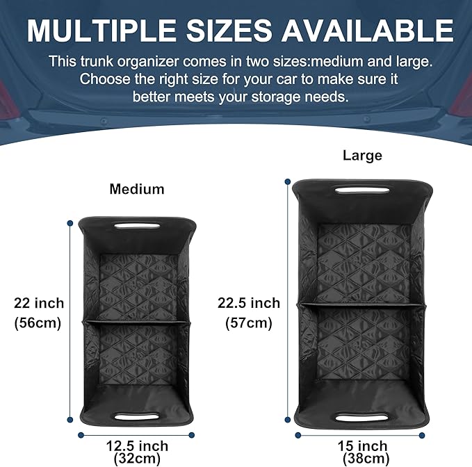 Deosk Collapsible Car Organizer with 6 Pockets, Multi-Compartment Trunk Storage - Black