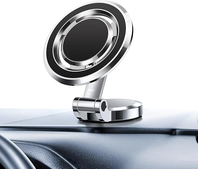 Magnetic Car Phone Holder for MagSafe, Compact and Beautiful Car Cell Phone Holder, 360° Adjustable Magnetic Car Mount, Car Magnetic Phone Mount for Iphone 16 15 14 13 12 Pro Max Plus Mini (Silver)