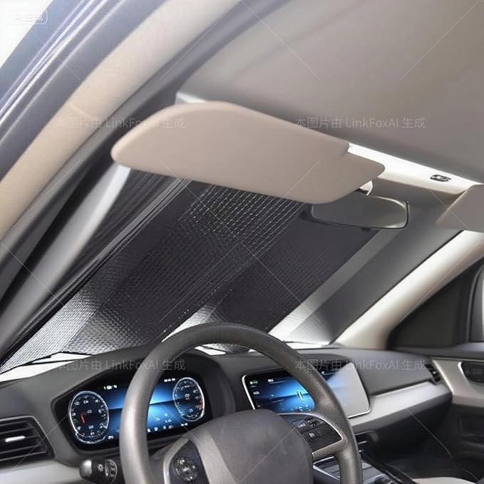 Big Ant Windshield Sun Shade,Car Window Sunshade as Bonus,Best Car Sun Shade Folded Front Window Shade Sun Visor Shield Shade Keeps Vehicle Cool-Black(55" x 27.5")