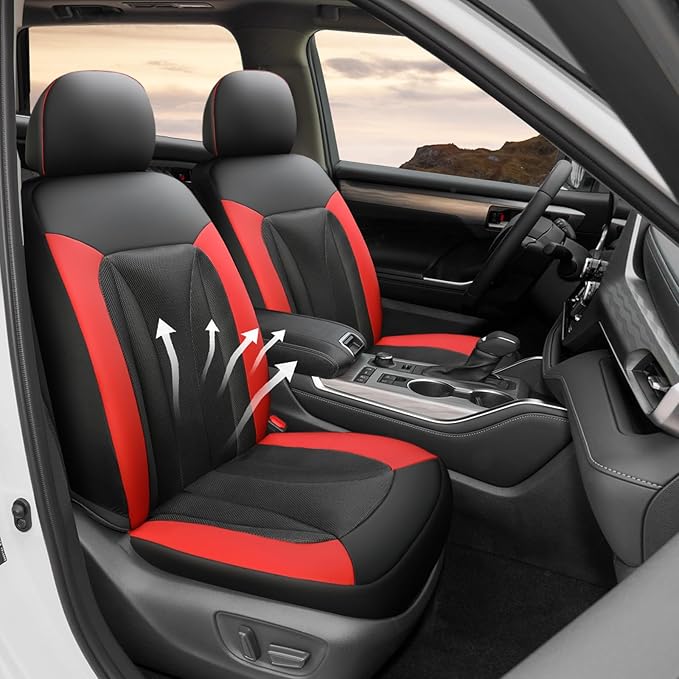 GIANT PANDA Fit Kia Sportage Forte Telluride Sorento Seltos Soul K5 NIRO Carnival Front Car Seat Cover, 3D Air Mesh Breathable Seat Protector (Red 2-Pack)