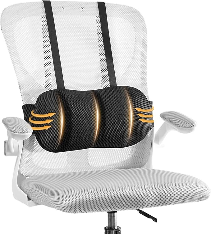 Veitail Lumbar Support Pillow for Office Chair & Car,Back Support for Office Chair,Adjustable Straps Securely Fixed Seat (Black)