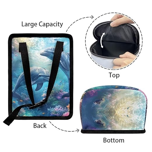 DISNIMO Ocean Dolphin Car Trash Can Leak-Proof Car Organizer Storage Bag for The Back Seat of Any Cars,Sedans, SUVs & Trucks Easy-to-Install Car Accessory Interior