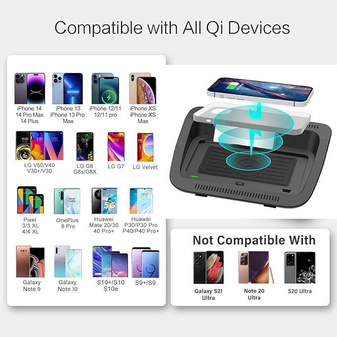 Wireless Charger for Toyota RAV4 2025 2024 2023 2022 2021 2020 2019, Car Interior Center Console Accessories Upgrade, OEM-Style Wireless Phone Charging Pad for RAV4 LE/XLE/TRD/Off-Road/XSE/SE/XSE