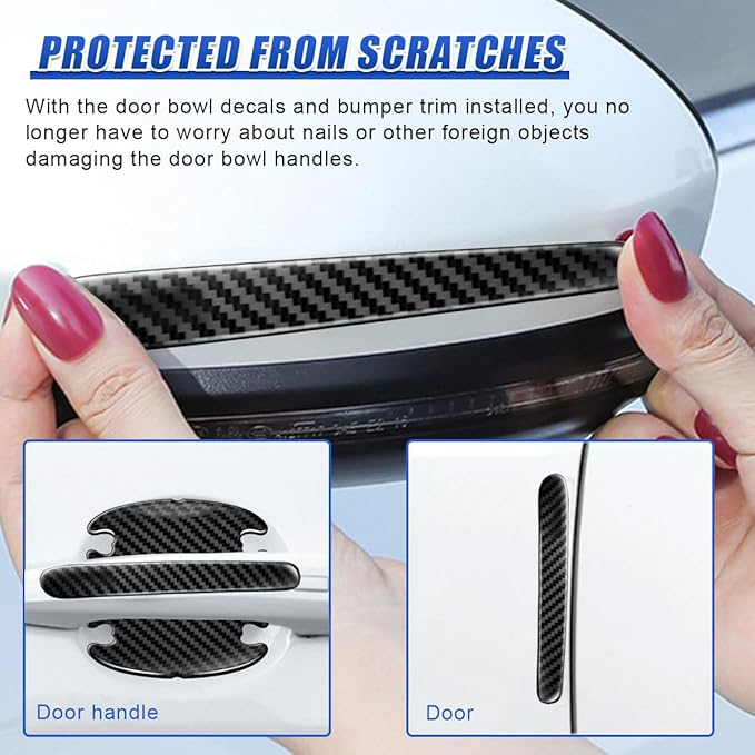 16PCS Car Door Handle Cup Scratch Protector Set - Universal Waterproof Rearview Mirror Protector Film Car Door Bowl Sticker - Anti-Scratch Paint Cover Guard Pad for Cars (CarbonFiber)