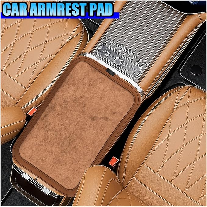 YoRise Car Center Console Cover, Leather Car Armrest Cover with 2 Storage Bags, Comfortable Non-Slip Arm Rest Seat Box Pad, Console Armrest Box Protector Cushion for Most Cars (Orange)