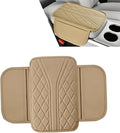 Car Center Console Pad, Leather Car Armrest Box Pad Cover, Vehicle Armrest Protector Cushion with 2 Storage Bags, Universal Arm Rest Pad for Car Interior Accessories Protect (Begie)
