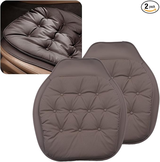ontto Cooling Car Seat Cushions,Universal Auto Front Bottom Seat Cover for Most Vehicles,PU Leather Seat Protector Refreshing and Non-Slip Seat Pad,Dark Brown(2 PCS)