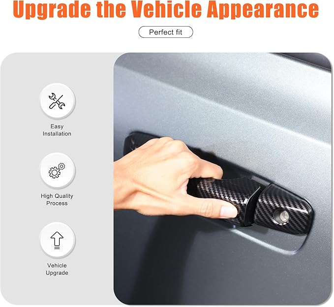 for Hummer EV Accessories Exterior Door Handle Covers Compatible with Hummer EV SUV Truck 2022-2024 2025 ABS Car Door Handle Protectors Cap,Front Rear Outer fror 4 Door,8PCS (Carbon Fiber Pattern)
