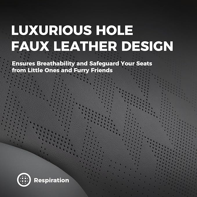 FEINEPRO Black Car Seat Covers Full Set - Breathable Faux Leather Universal 5 Seat Covers for Cars, Automotive Protector Fit for Most Sedan SUV Pick-up Truck