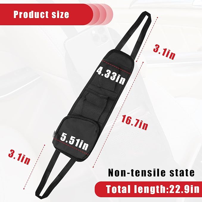 QUICTO Car Seat Storage Hanging Bag, Multi-Pocket Seat Side Organizer, Car Multifunctional Storage Mesh Net Pocket, Can Hold Mobile Phone, Wallet, Glasses, Suitable for Cars, SUVs, Trucks