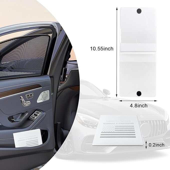 Ziciner Car Registration Insurance Holder, 2Pack Essential Auto Card Document Glove Box Organizer with Touch Fastener, Vehicle Interior Accessories Perfect for Most Car, Truck, SUV (White/White Flag)