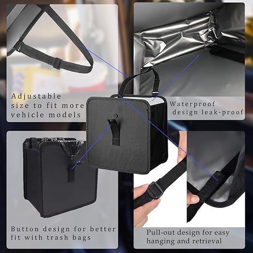 2 Pack Collapsible Foldable Car Trash Can, Hanging Waterproof Leakproof Can (3 Gallons)