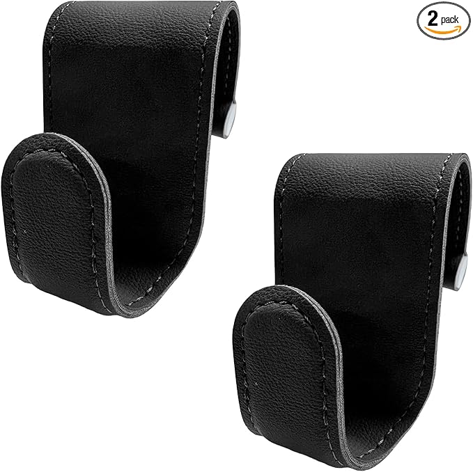2 PCS Car Co-Pilot Glovebox Hooks, Anti-Scratch Leather Auto Glove Box Storage Hangers, Vehicle Glovebox Organizer Passenger Seat Hanging Hooks for Handbag Purse Umbrellas (Black)