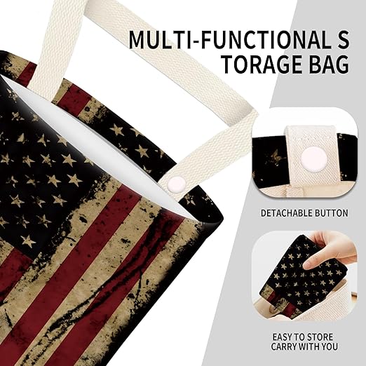 ADQWIOVL Car Garbage Can, Seat Back Hanging Cute Car Trash Can Bag, Car Organizer and Storage Bag for Travelling, Outdoor Vintage American Flag