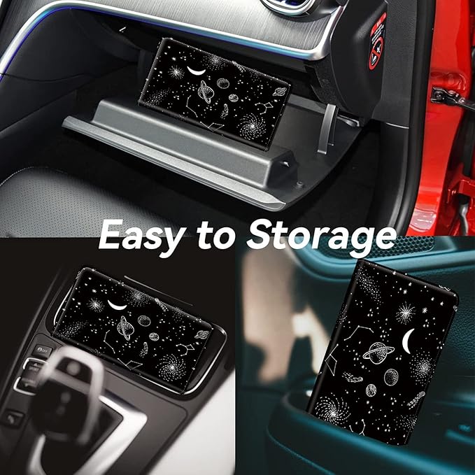 Mxfdegf Car Registration and Insurance Holder, Leather Car Glove Box Organizer, Cool Car Accessories for ID, Driver's License Cards & Essential Document, business cards, Men&Women,Moon Spaceship