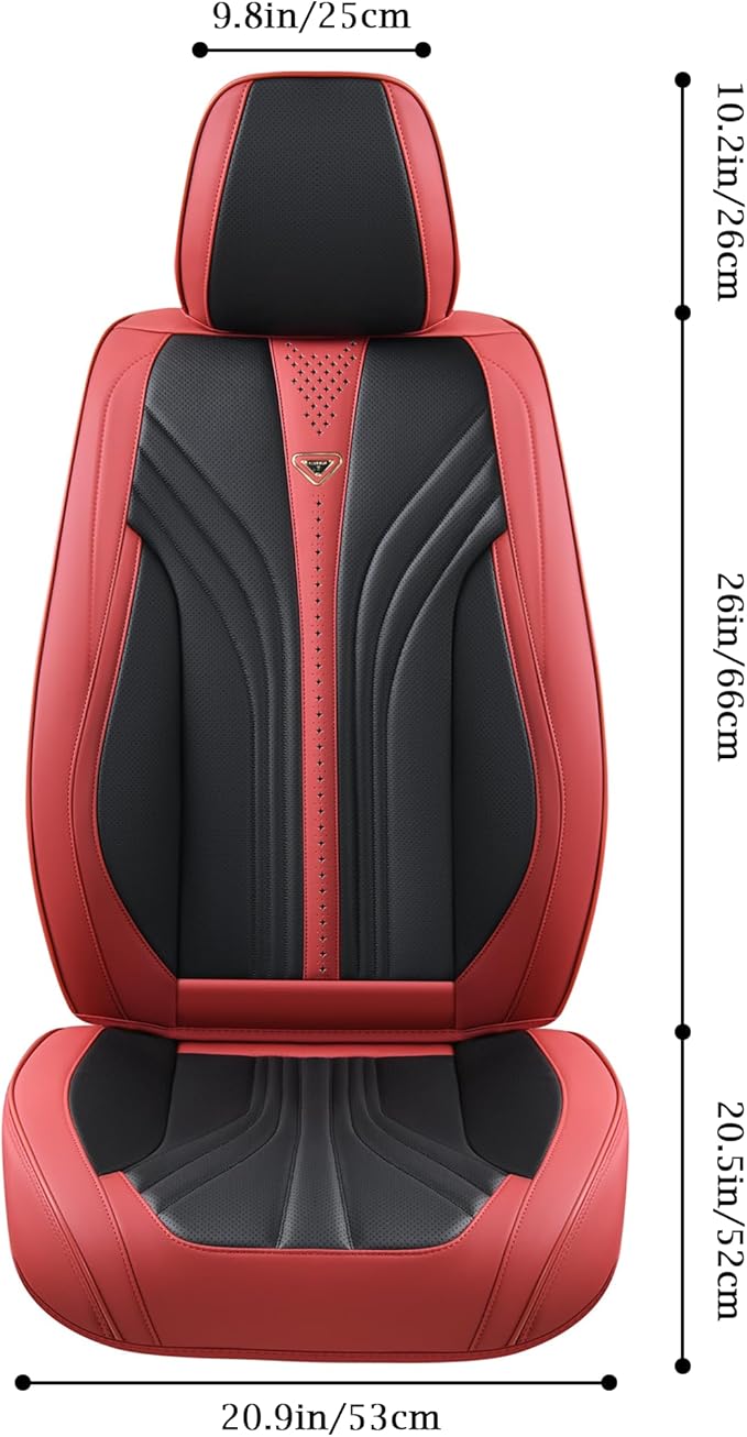 FLORICH Leather Seat Covers Full Set, Luxury 5 Seats Universal Black and Red Seat Cover for Cars, Waterproof Seat Protectors, Leatherette Automotive Vehicle Cushions for Most Cars SUV Trucks