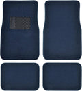 BDK Classic Carpet Floor Mats for Car & Auto - Universal Fit -Front & Rear with Heelpad (Blue) - MT-100-BL