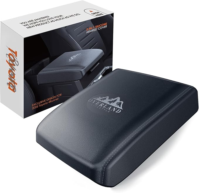 WEIPIN for 2025 2026 Toyota 4Runner Center Console Armrest Cover& Armrest Hidden Privacy Tray 2-in-1 - [Friendly Liquid Silicone Rubber& OEM Design] - Thin Armrest Box Cover - Black
