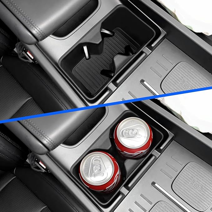 LUCKEASY Center Console Water Cup Holder Insert Compatible with 2024 2025 2026 Hyundai Santa Fe Not for Tucson Center Console Water Drink Limiter Holder for Hyundai Santa Fe Silicone Black