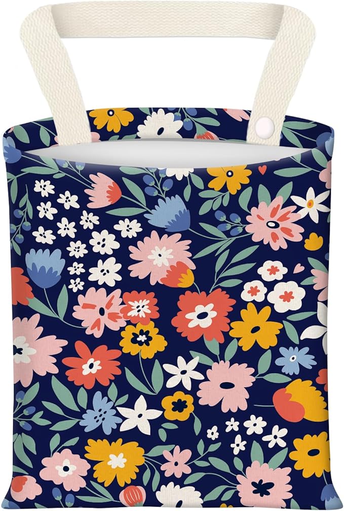 BEAKND Hanging Car Garbage Bag, Cute Car Trash Can Bag, Automotive Accessories for Women Men Cute Colorful Flower