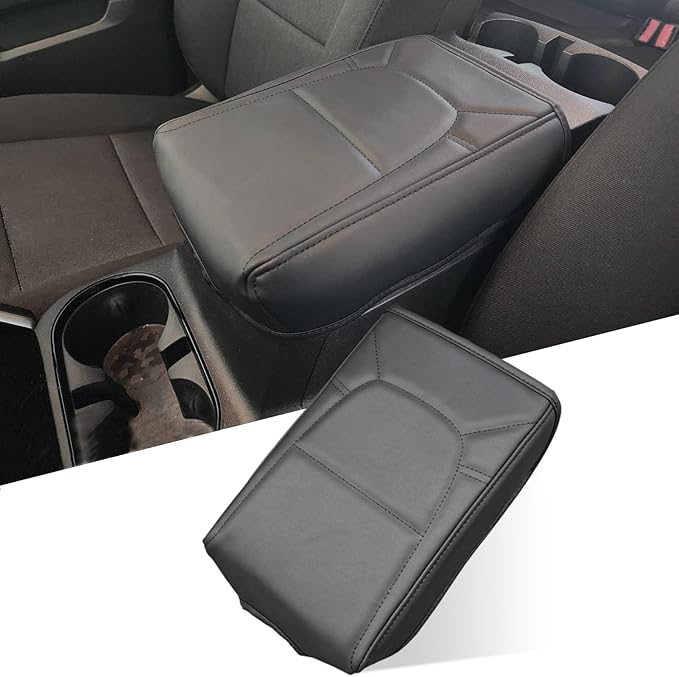 Center Console Cover for Chevy Colorado/GMC Canyon - Soft Armrest Cover for Colorado Canyon 2023 2024 2025 2026 ZR2 Z71 Trail Boss LT WT Elevation AT4 Denali AT4X Accessories - Black Stitch