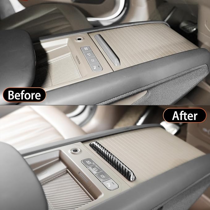 YOUTOOCAR Center Console Sliding Box Handle Cover Compatible with Kia EV9 2024-2026 Accessories (Carbon Fiber Pattern)