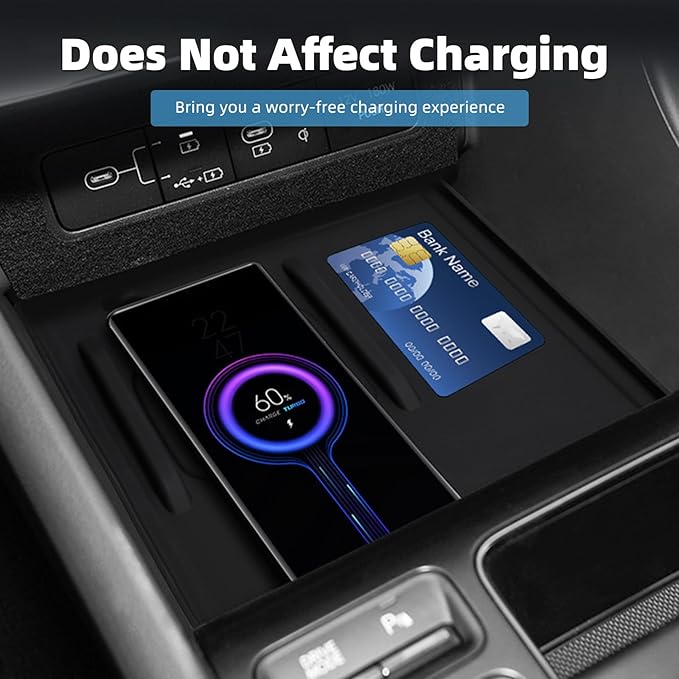 Center Console Wireless Charging Pad Fit for Hyundai Sonata 2024 2025 Silicone Non-Slip Wireless Charger Tray Protective Mat Interior Accessories